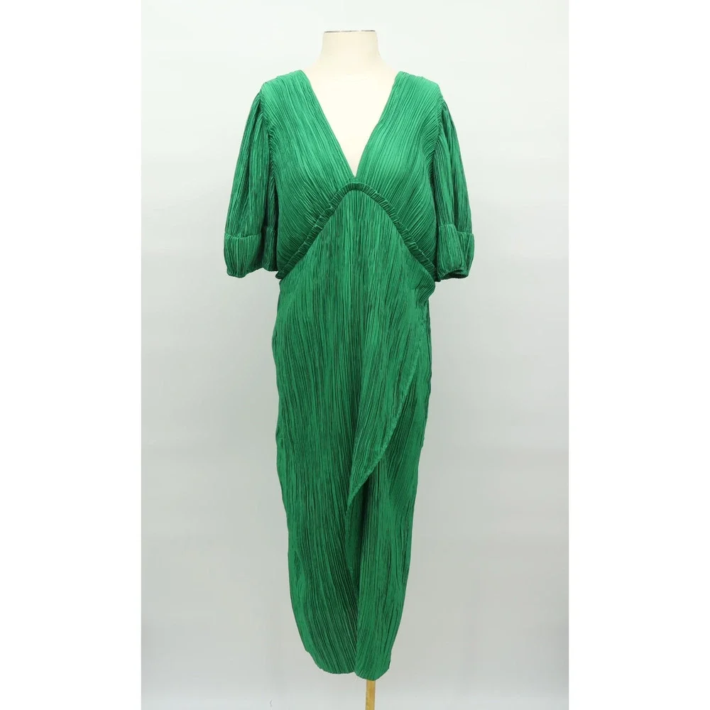 anthropologie pleated v neck dress NWT Anthropologie Women's V-Neck Pleated Midi Dress Size XXS